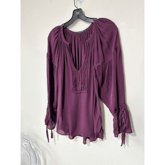 Calvin Rucker Violet Silk Pleated Tenderness Top Size M - Picture 8 of 13
